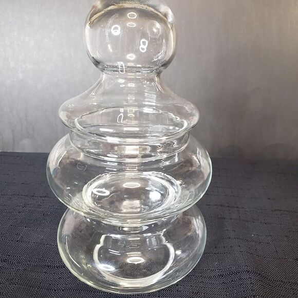 Adorable Pagoda Apothecary Stackable 3 Tiered Glass Jars 8" CHIP Price Reduced - Picture 1 of 6